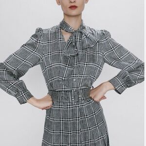 Zara Houndstooth belted dress